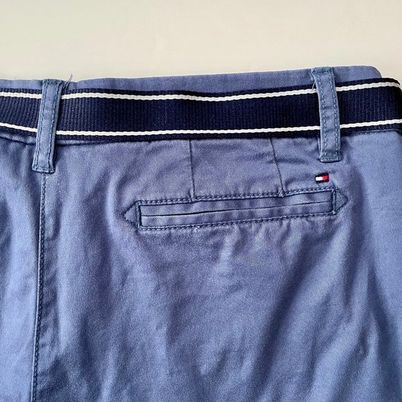 Tommy Hilfiger 2 Lot Ladies 12 Cropped Straight Leg Pant w Belt Blue Tan Bundle - Picture 7 of 16